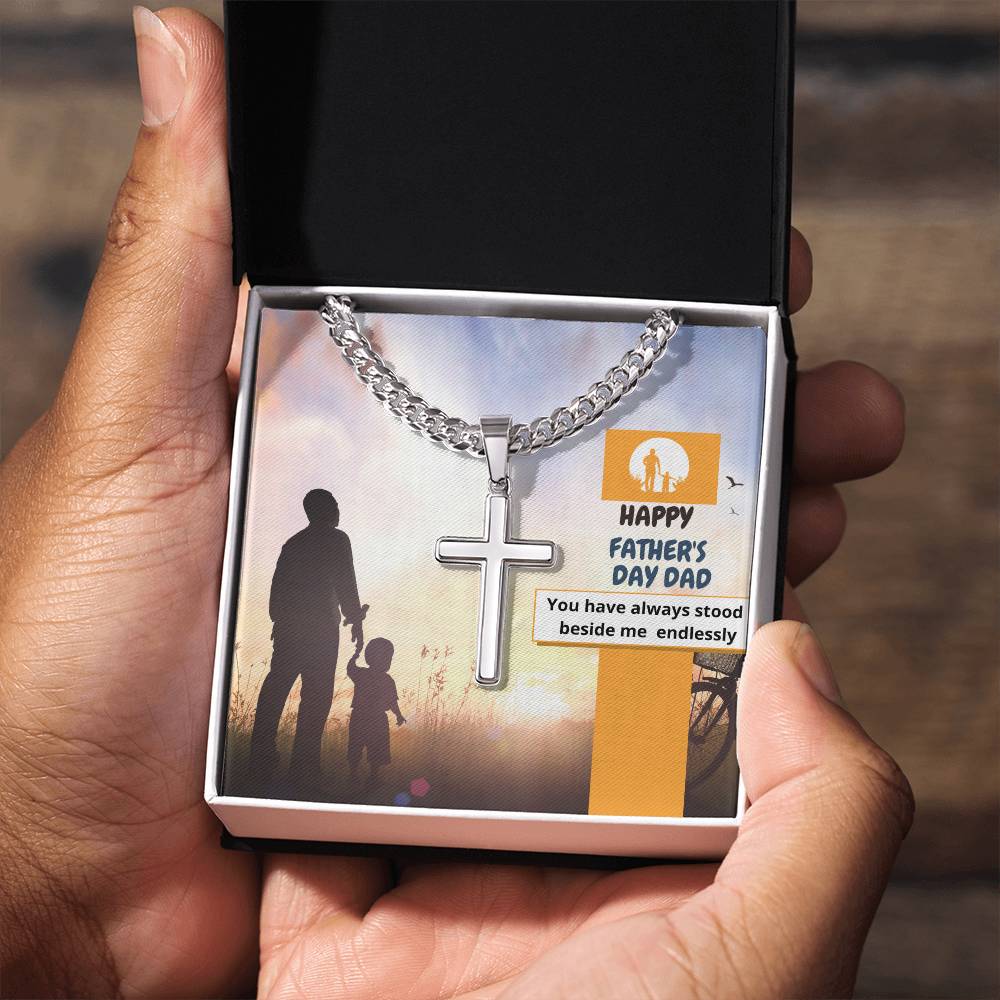 You Stood Beside Me Cuban Link Cross Chain For Men