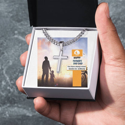 You Stood Beside Me Cuban Link Cross Chain For Men - Shopping Therapy, LLC Jewelry