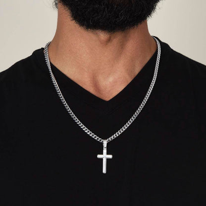 You Stood Beside Me Cuban Link Cross Chain For Men - Shopping Therapy, LLC Jewelry