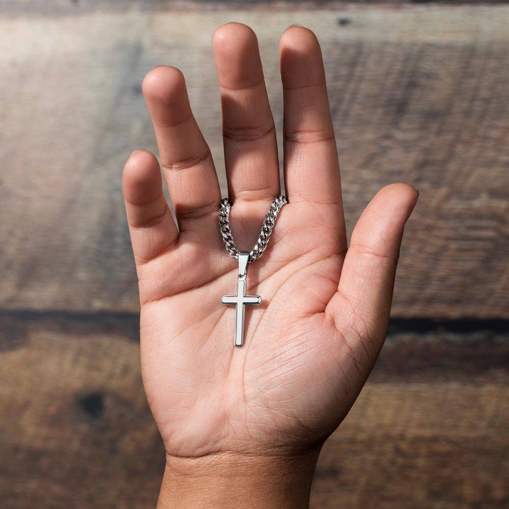 You Stood Beside Me Cuban Link Cross Chain For Men