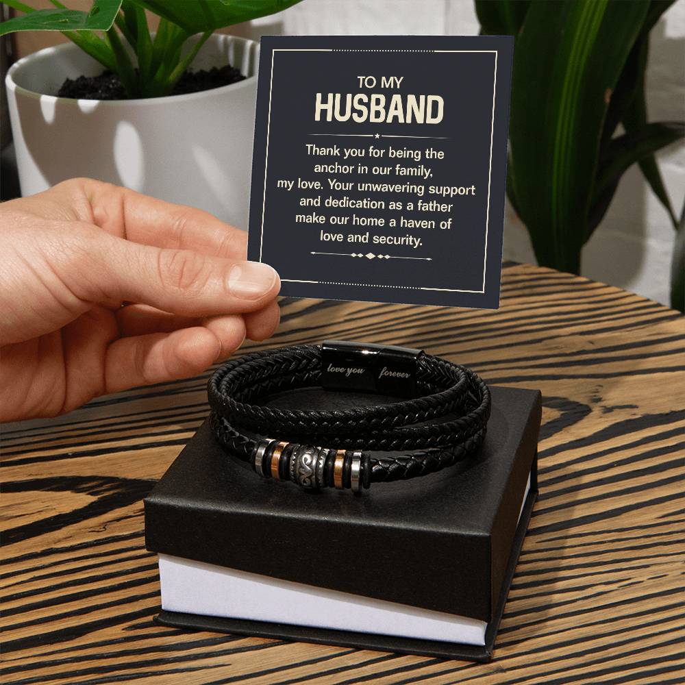 The Anchor In Our Lives-Men's Vegan Leather Cuffs
