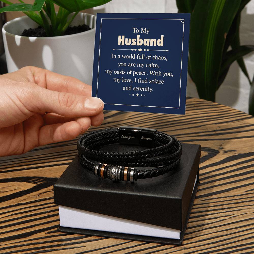 Men's Vegan Leather Bracelet – In A World Full Of Chaos Gift for Husband