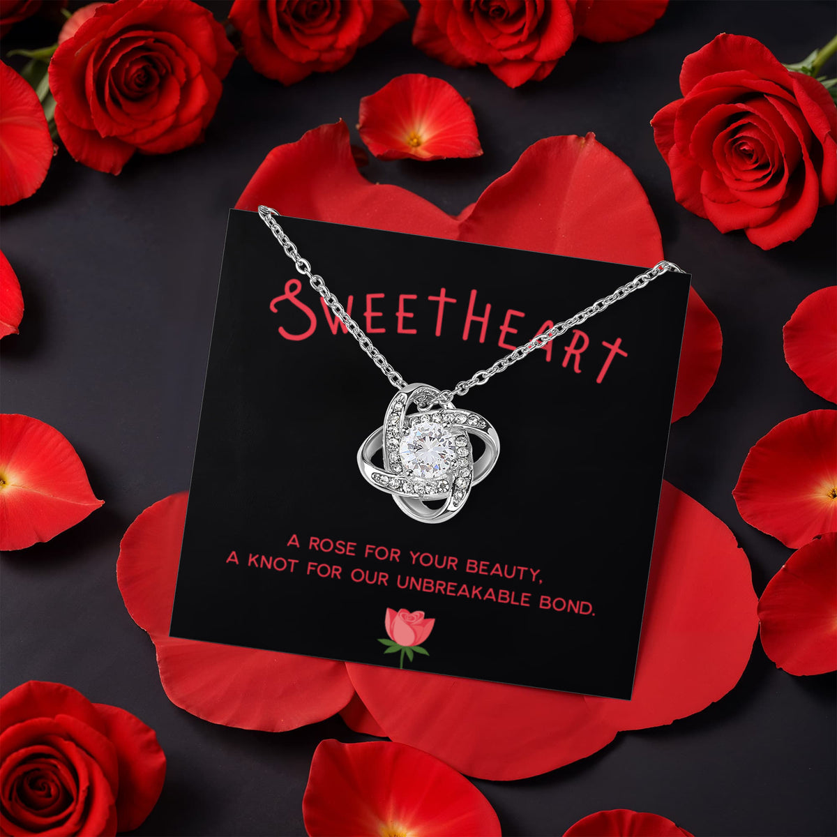 A Rose For Your Beauty-Love Knot Necklace Gift For Her - Shopping Therapy, LLC Jewelry