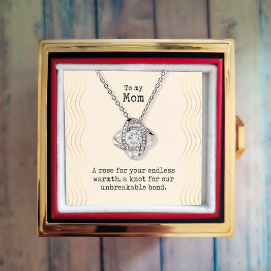 Love Knot Necklace with Eternal Rose – Sentimental Gift for Mom - Shopping Therapy, LLC Jewelry
