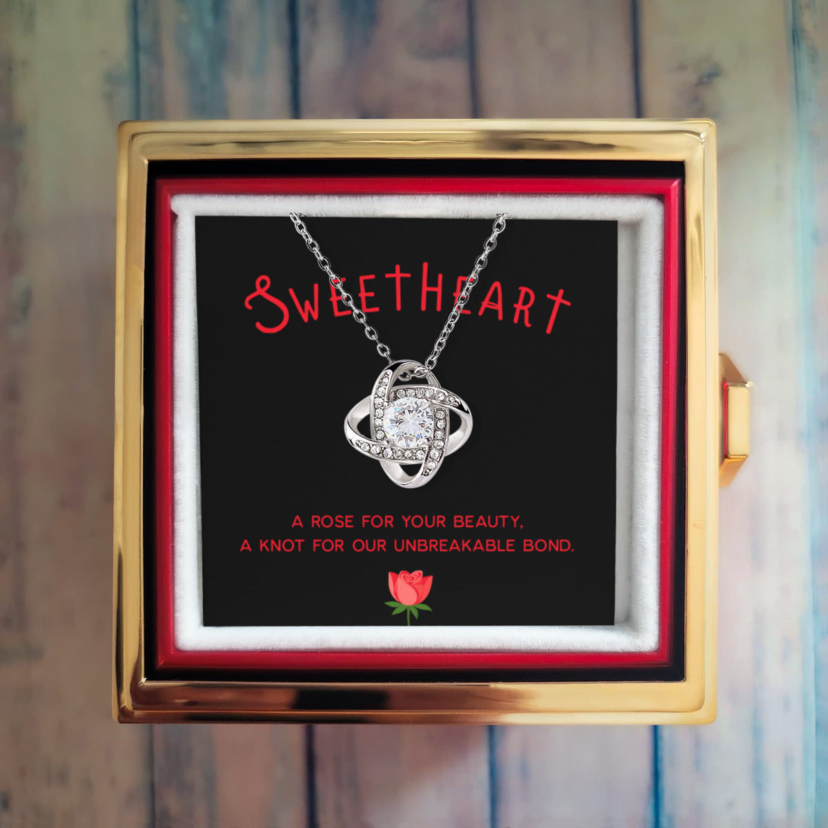 A Rose For Your Beauty-Love Knot Necklace Gift For Her