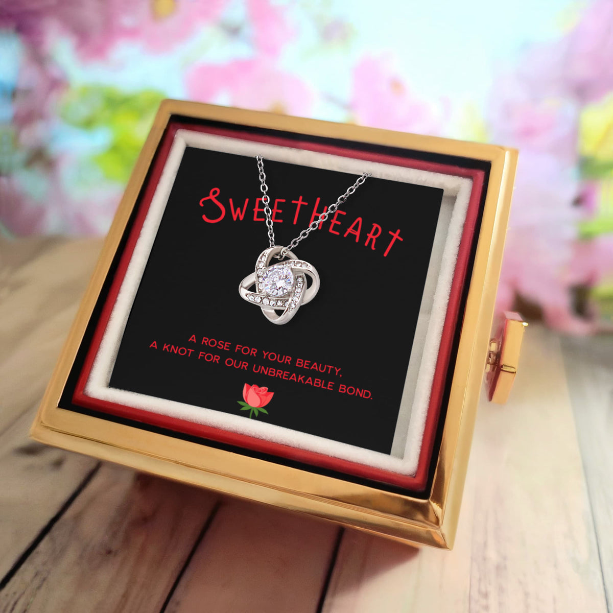 A Rose For Your Beauty-Love Knot Necklace Gift For Her - Shopping Therapy, LLC Jewelry