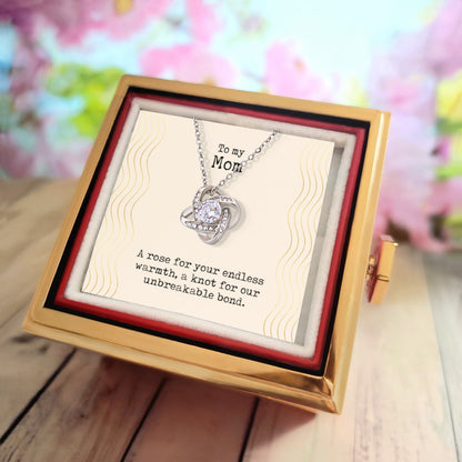 Love Knot Necklace with Eternal Rose – Sentimental Gift for Mom - Shopping Therapy, LLC Jewelry