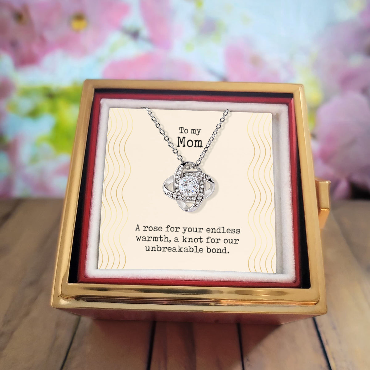 Love Knot Necklace with Eternal Rose – Sentimental Gift for Mom