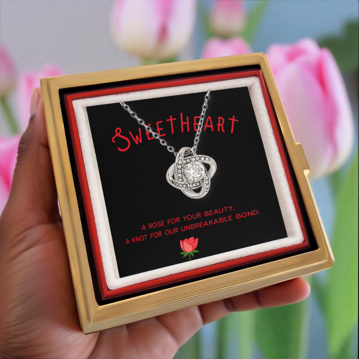 A Rose For Your Beauty-Love Knot Necklace Gift For Her