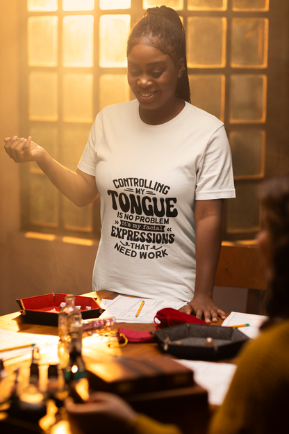 Controlling My Tongue-Graphic Print T-Shirt - Funny & Sarcastic - Shopping Therapy, LLC T-Shirt