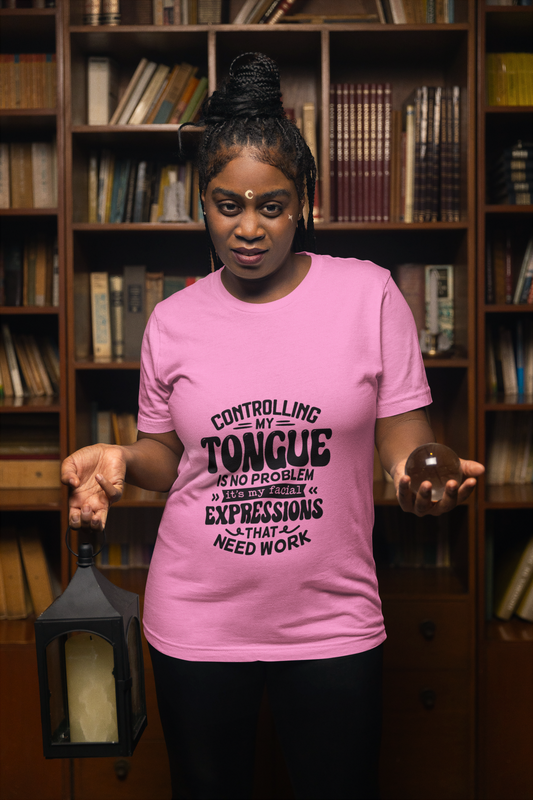 Controlling My Tongue-Graphic Print T-Shirt - Funny & Sarcastic - Shopping Therapy, LLC T-Shirt