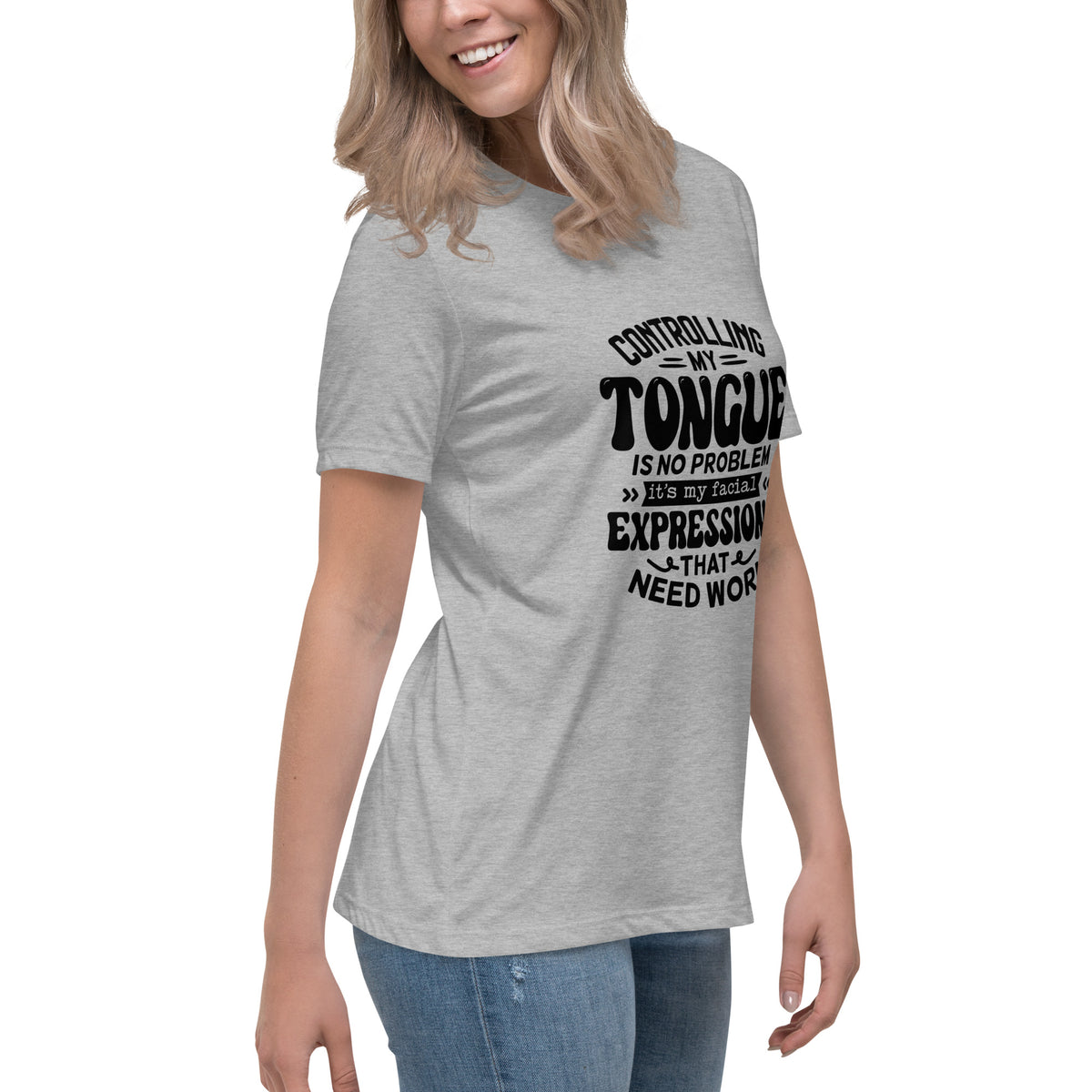 Controlling My Tongue-Graphic Print T-Shirt - Funny & Sarcastic - Shopping Therapy, LLC T-Shirt