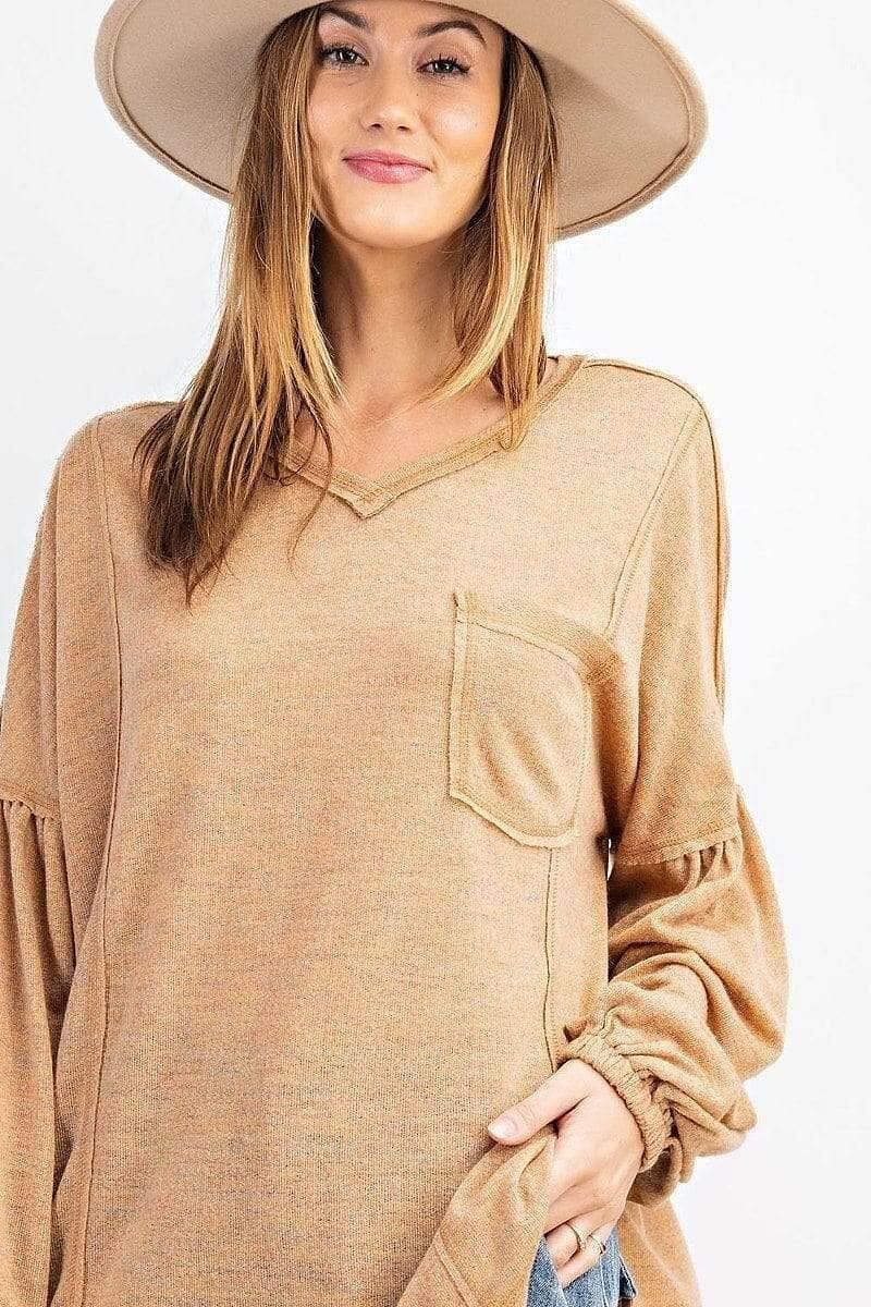 Beige Long Sleeve Hacci Sweater