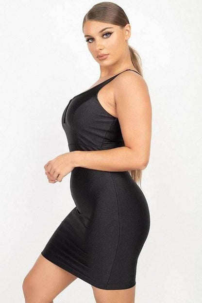 Black Sleeveless Satin Dress - Shopping Therapy, LLC Dress