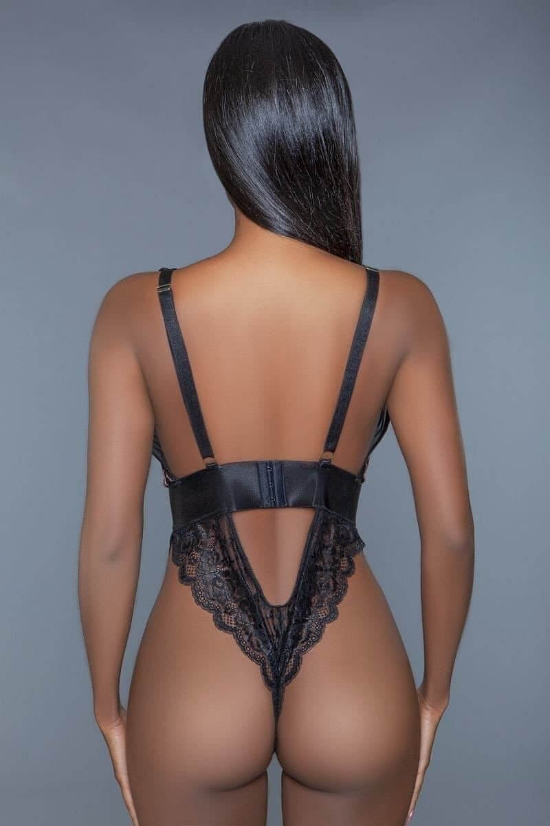 Black V-Neck Sequin Bodysuit