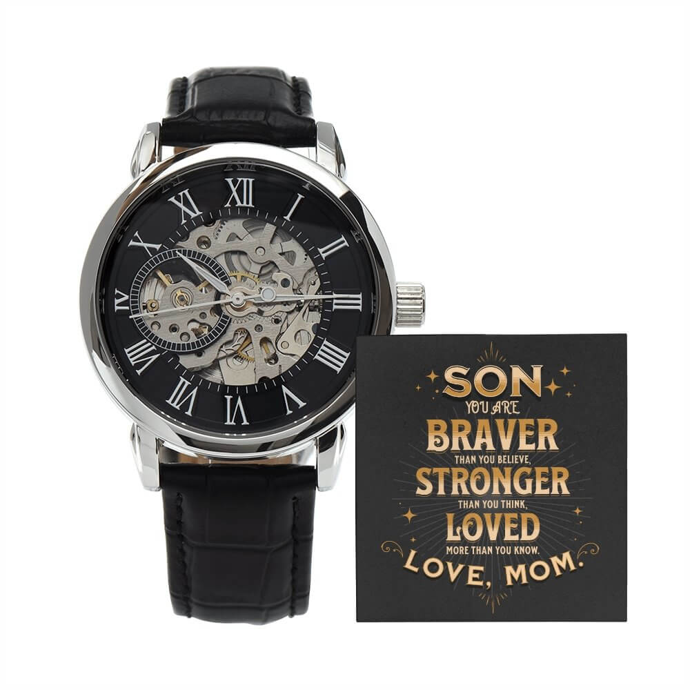 Braver Stronger Loved-Men's Openwork Watch - Shopping Therapy, LLC Men watches