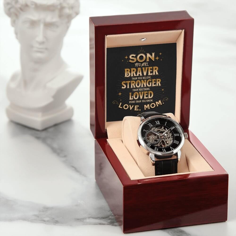 Braver Stronger Loved-Men's Openwork Watch - Shopping Therapy, LLC Men watches