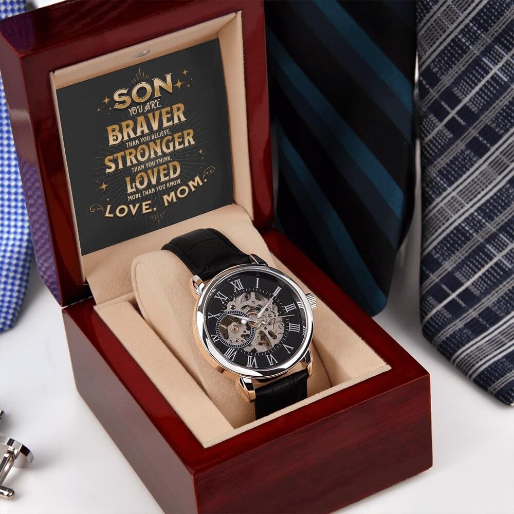 Braver Stronger Loved-Men's Openwork Watch