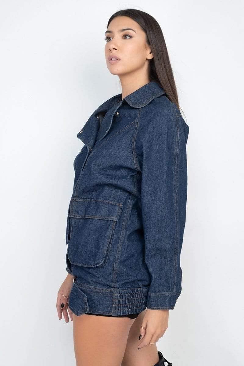 Dark Denim Long Sleeve Belted Jacket