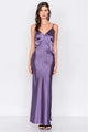 Eggplant V-Neck Satin Maxi Dress