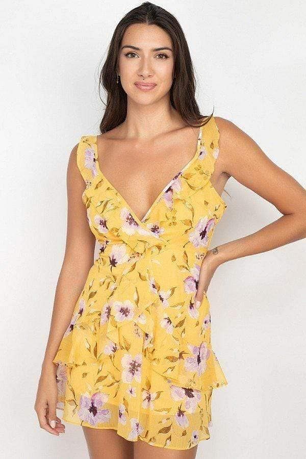 Ruffle Trim Floral Dress - Shopping Therapy, LLC dress