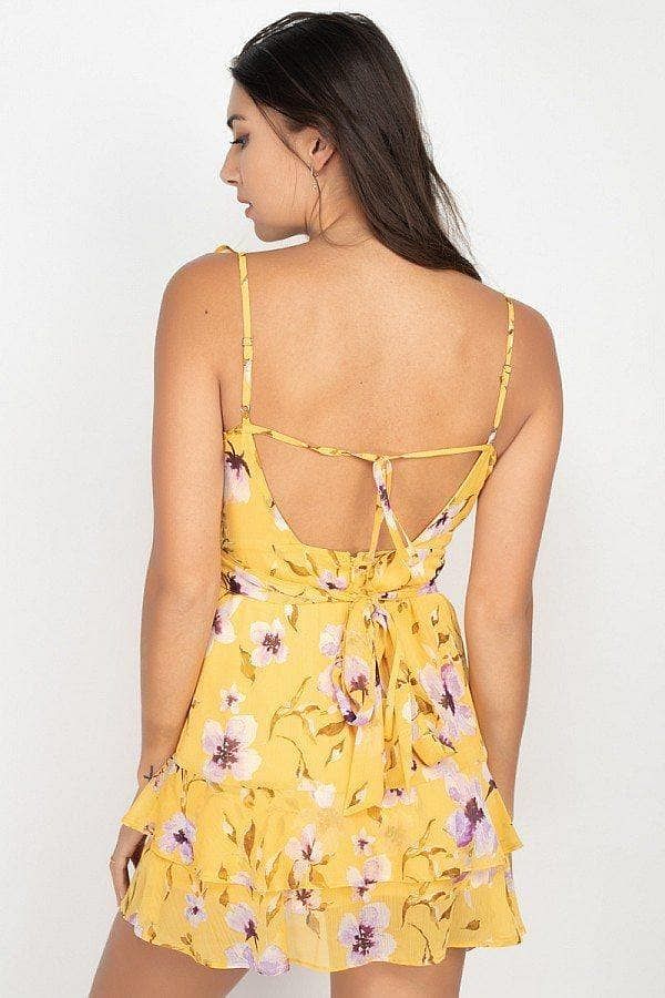 Ruffle Trim Floral Dress