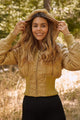 Gold Long Sleeve Faux Fur Winter Bomber Jacket
