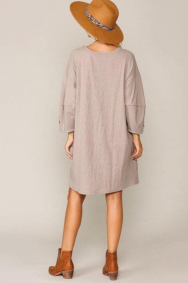 Khaki Balloon Sleeve Mini Dress