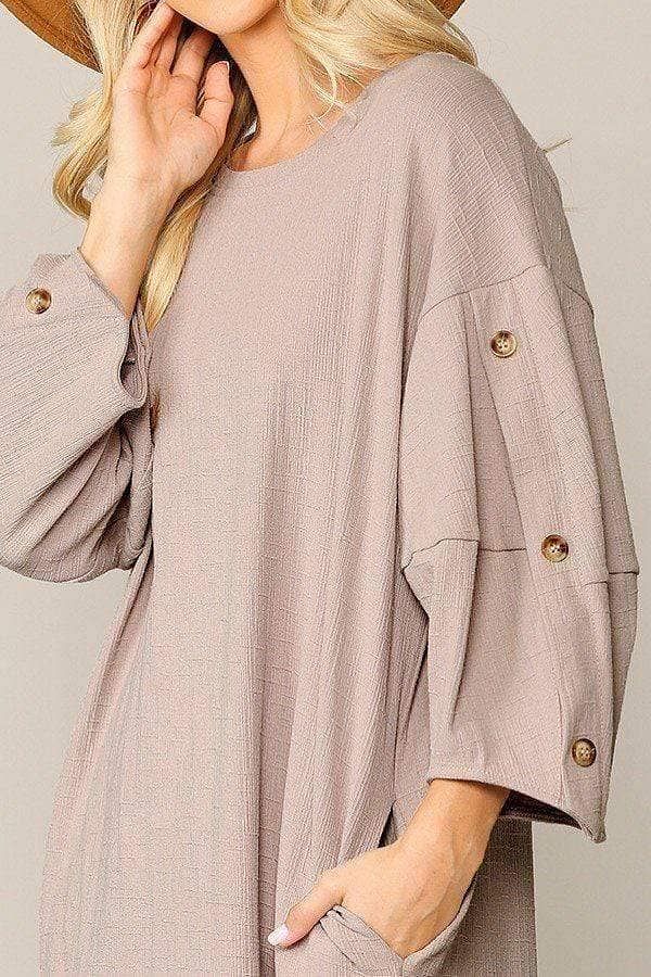 Khaki Balloon Sleeve Mini Dress