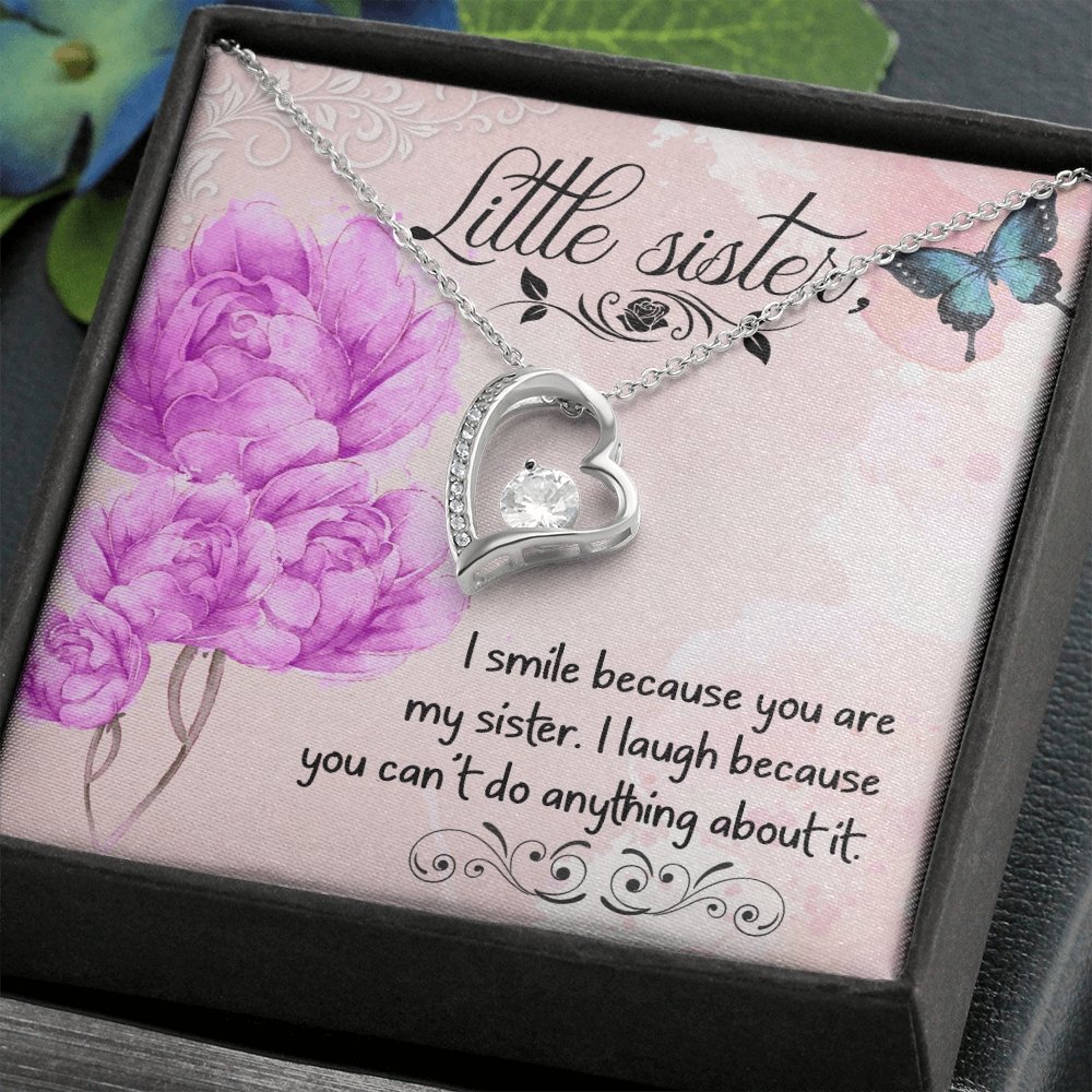 Little Sister Forever Love Necklace With Funny Message Card