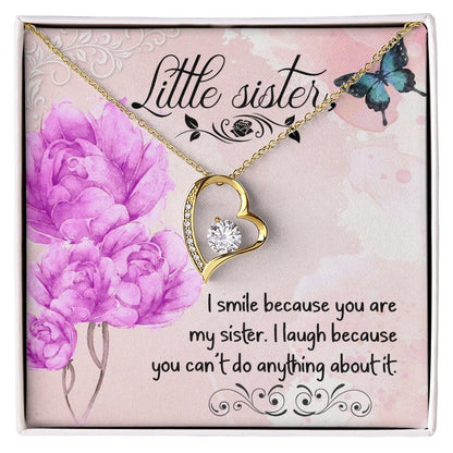 Little Sister Forever Love Necklace With Funny Message Card - Shopping Therapy, LLC Women's necklaces