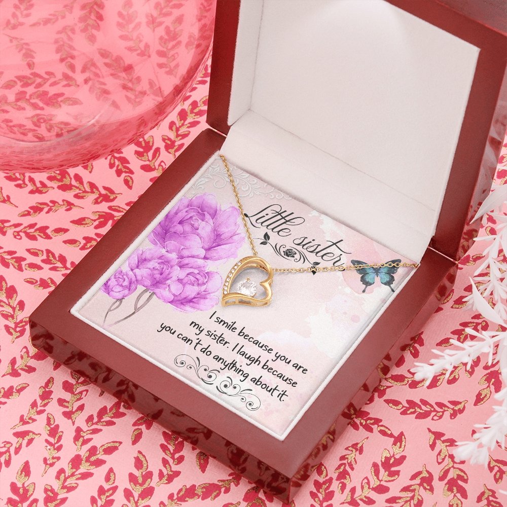 Little Sister Forever Love Necklace With Funny Message Card