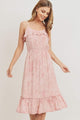 Pink Spaghetti Strap Ruffle Midi Dress