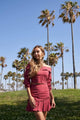 Raspberry Ruffle Sleeve Crop Top & Mini Skirt Set