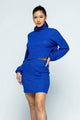 Royal Long Sleeve Cowl Neck Sweater And Mini Skirt