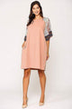 Salmon 3/4 Dolman Sleeve Mini Shift Dress