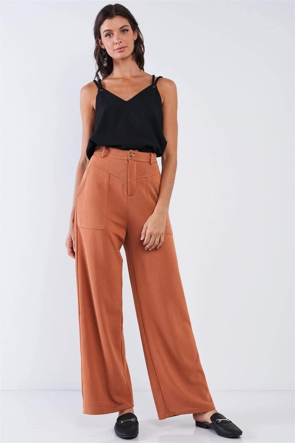 Orange High Waisted Wide Leg Pants