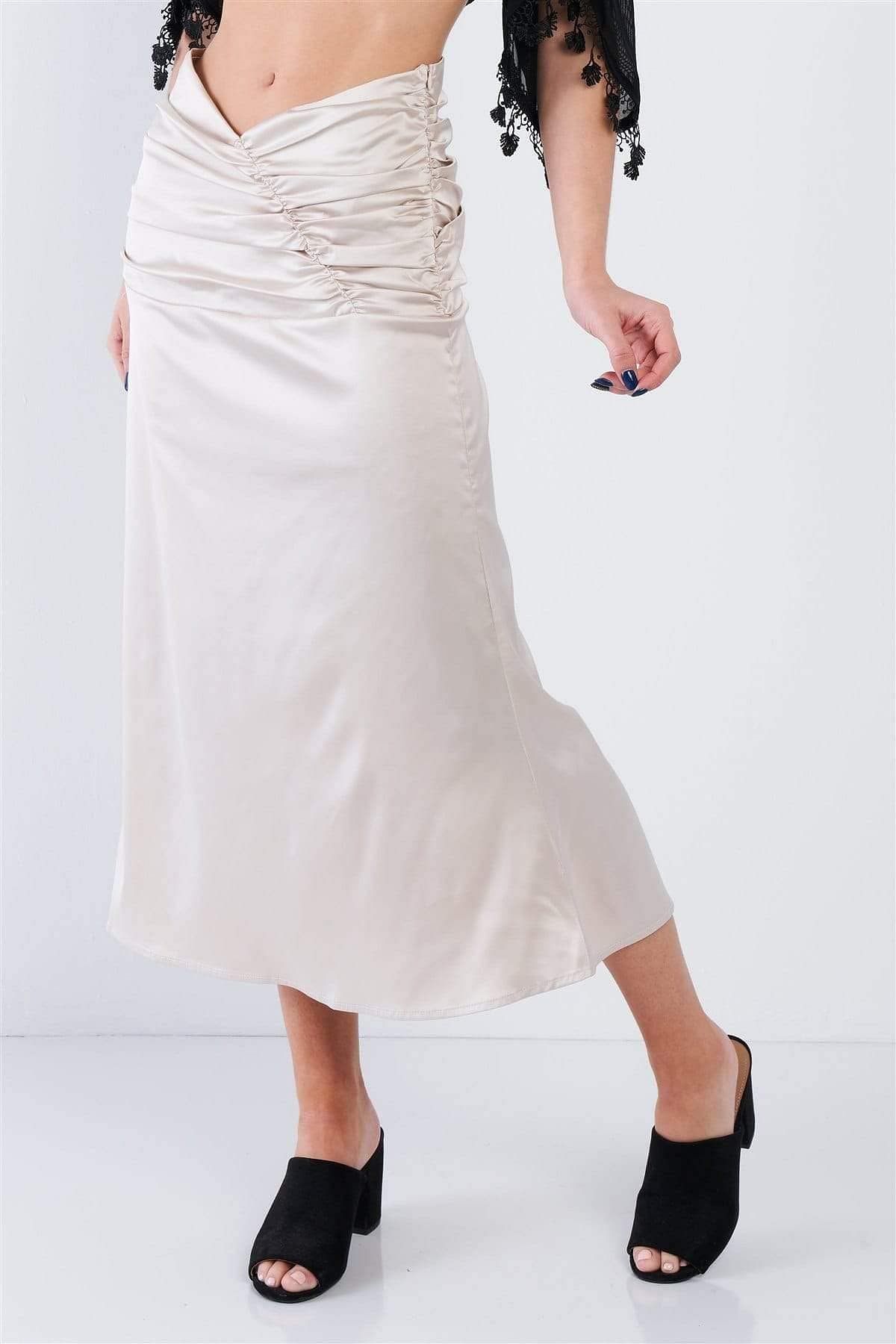 Off-White Maxi Ruched Satin Skirt