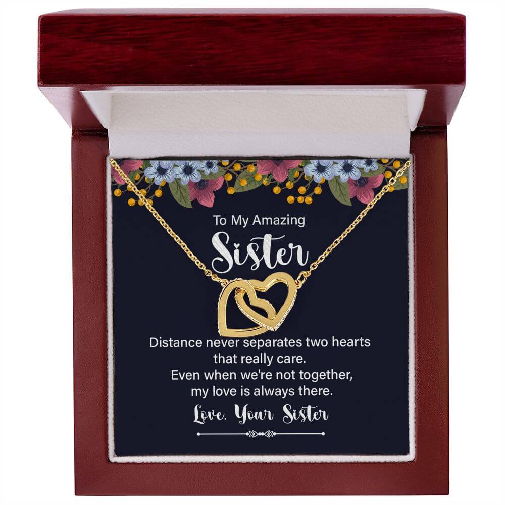 Amazing Sister-Interlocking Hearts Necklace