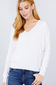 White Long Sleeve V-Neck Pullover Sweater