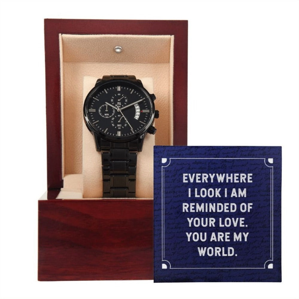 You Are My World Men's Watch | Engraved Gift for Him