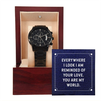 You Are My World-Men's Wrist Watch With Sentimental Message - Shopping Therapy, LLC Jewelry
